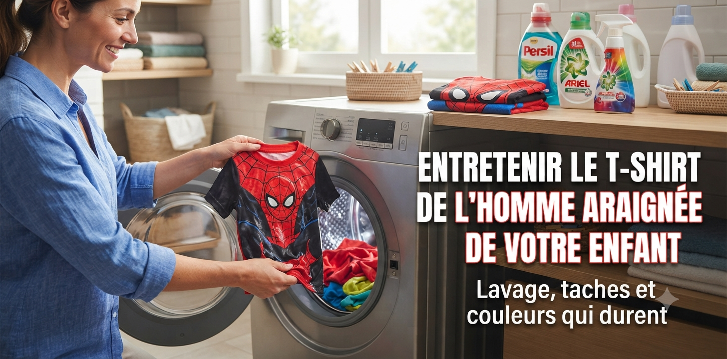 Entretenir le t-shirt Spider-Man de votre enfant : lavage, taches et couleurs qui durent