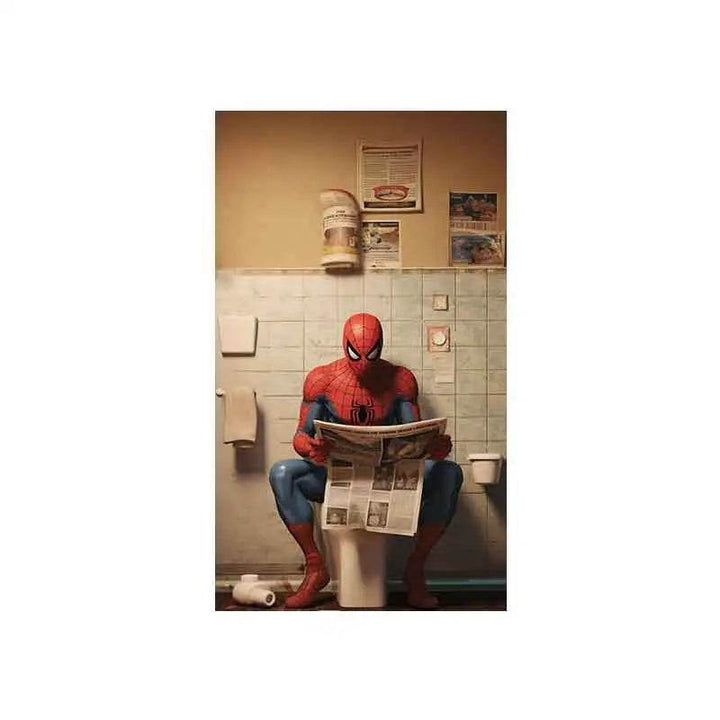 Poster Drôle Spiderman au WC