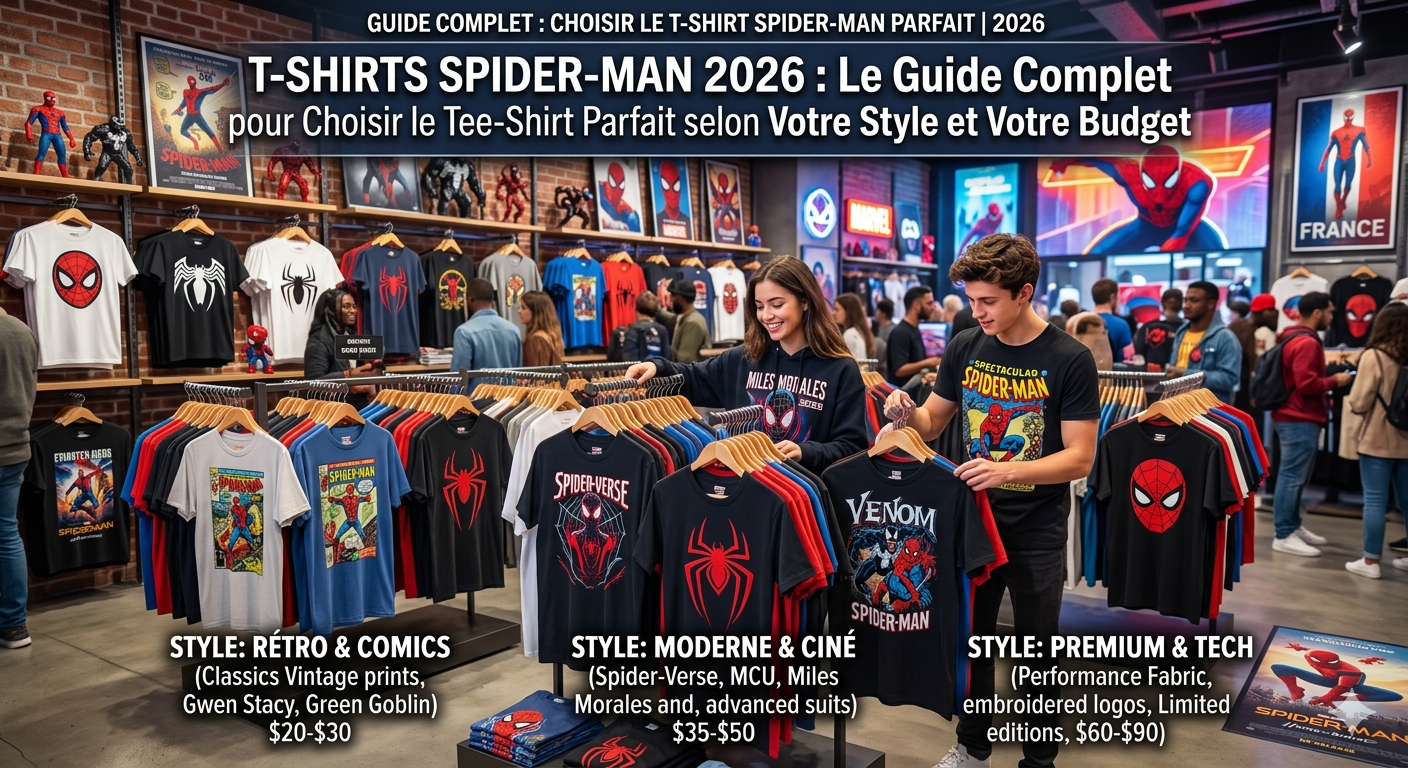 T-Shirts Spider-Man 2026 : Le Guide Complet pour Choisir le Tee-Shirt Parfait selon Votre Style et Votre Budget