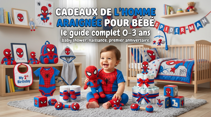 Cadeaux Spider-Man pour bébé : le guide complet 0-3 ans (baby shower, naissance, premier anniversaire)