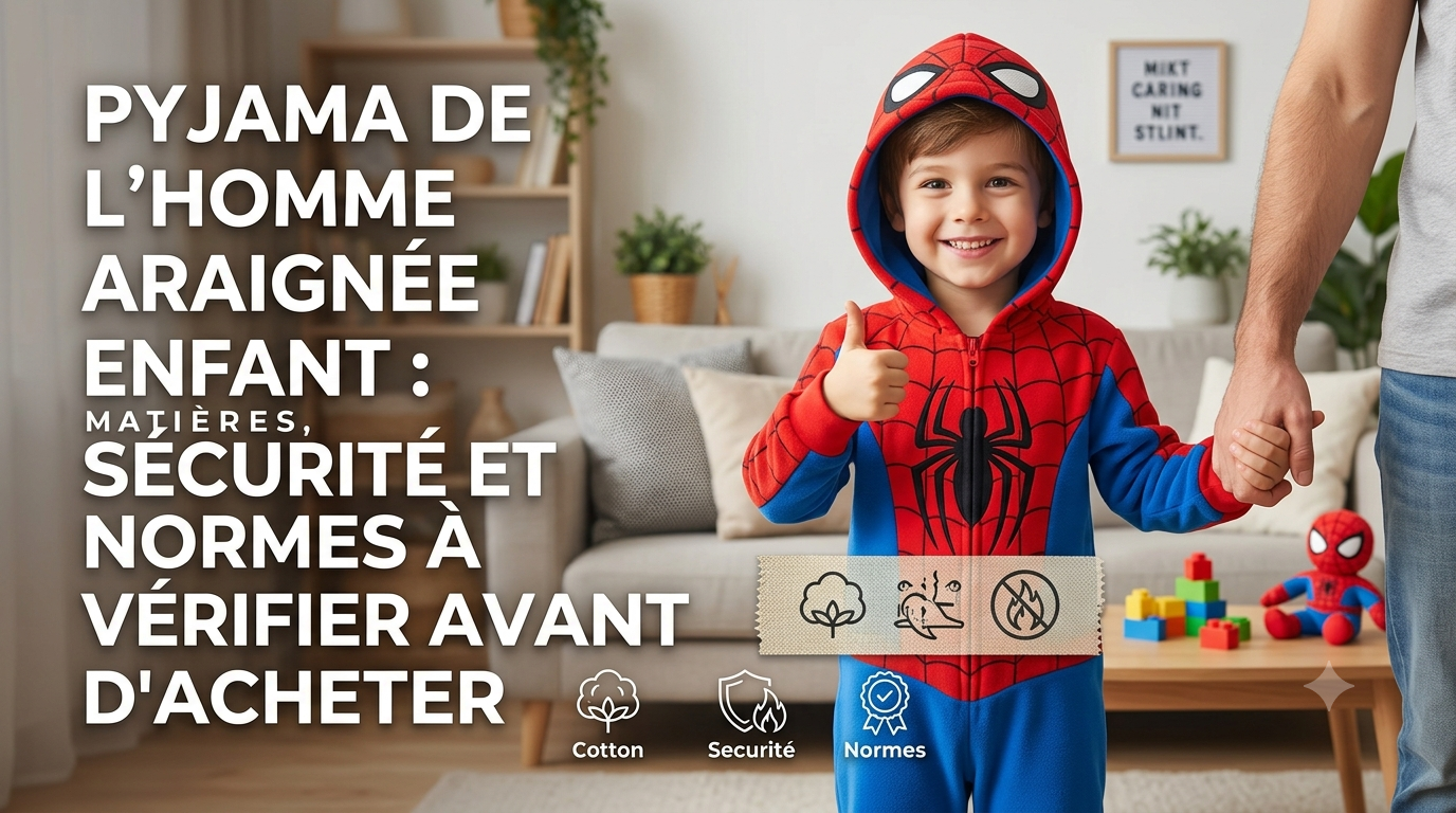 Pyjama Spider-Man enfant : matieres, securite et normes a verifier avant d'acheter