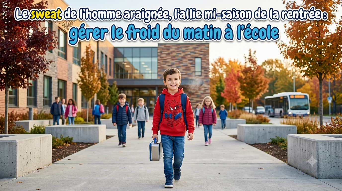 Le sweat Spider-Man, l'allie mi-saison de la rentree : gerer le froid du matin a l'ecole