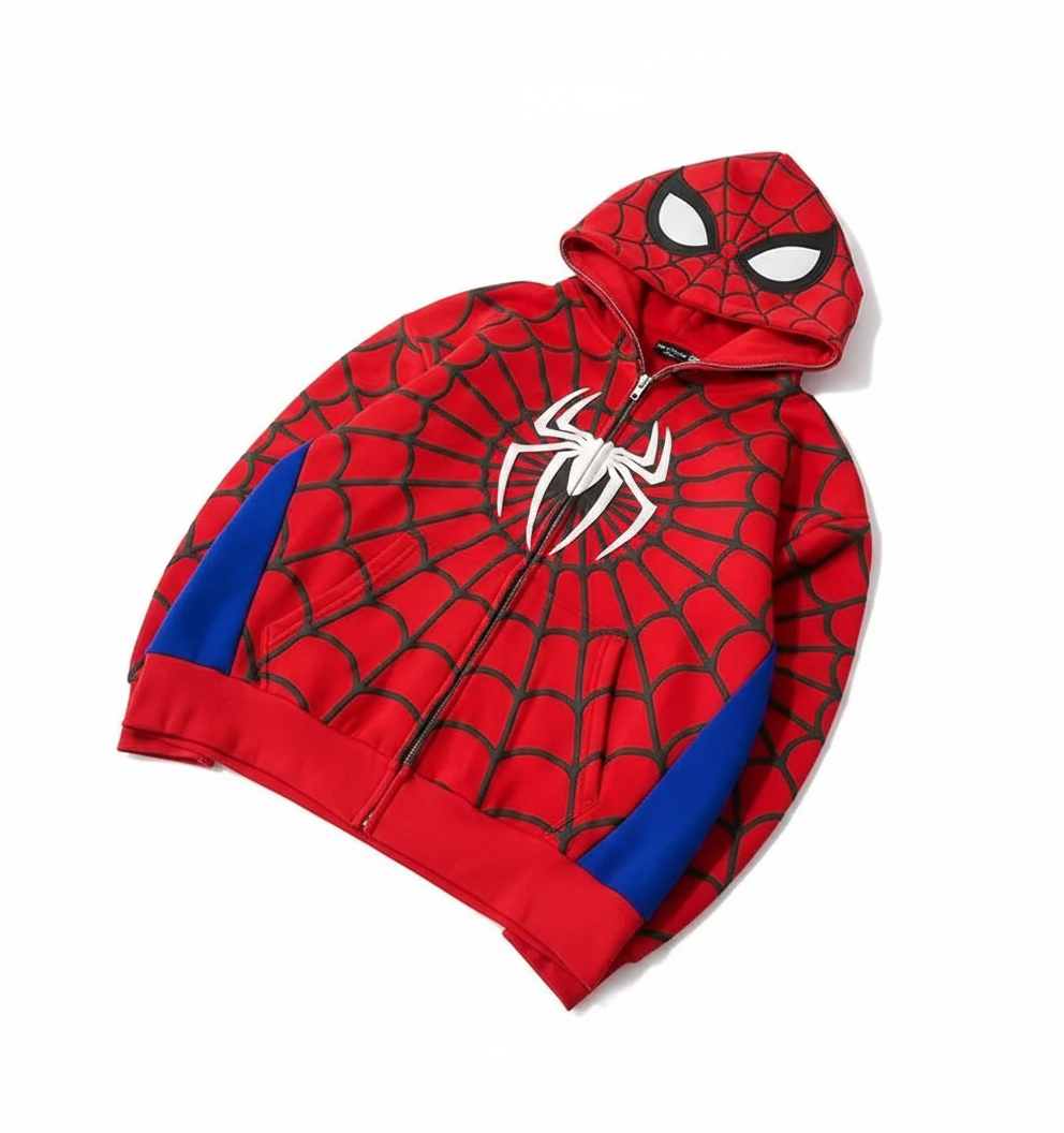 Hoodie Zip Spider-Man Rouge effet Costume Intégral
