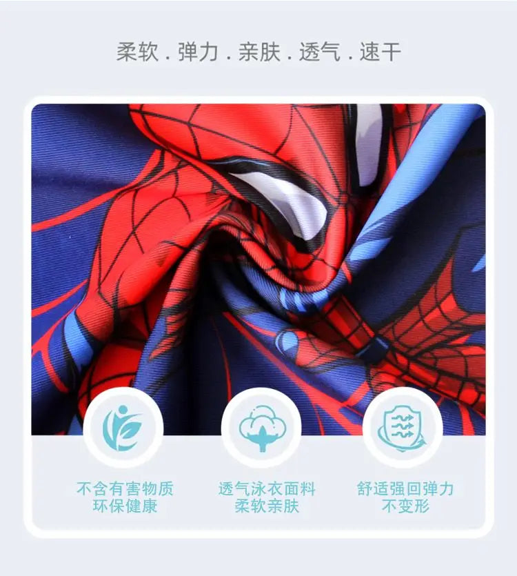 Set completo di costume da bagno e cuffia da nuoto di Spider-Man per bambini