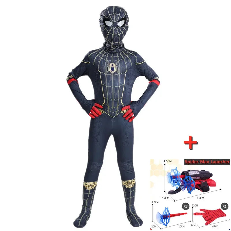 Funnity Kit Spider Enfant 2 Gants Lance-Toile + Masque + Toiles – Jouet Cosplay Spider Héros Carnaval Halloween