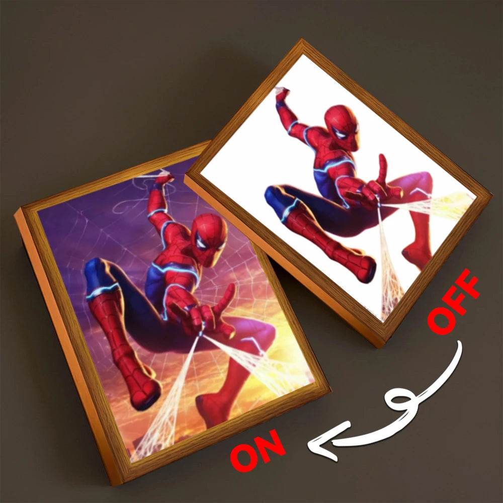 Lampe Cadre Spiderman sur une Toile