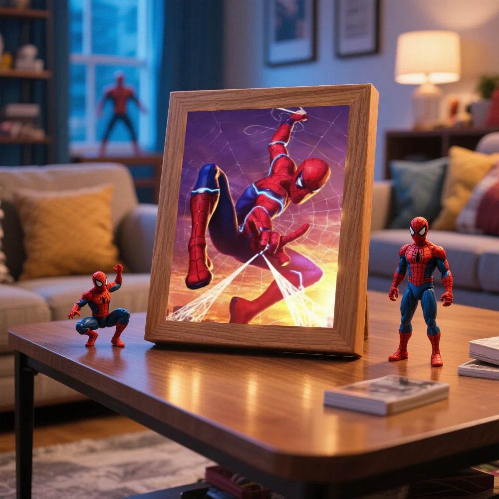 Lampe Cadre Spiderman sur une Toile