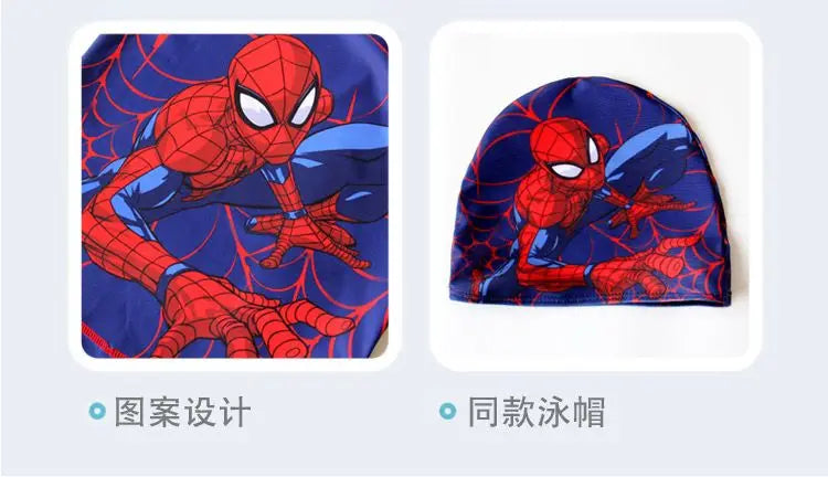 Set completo di costume da bagno e cuffia da nuoto di Spider-Man per bambini