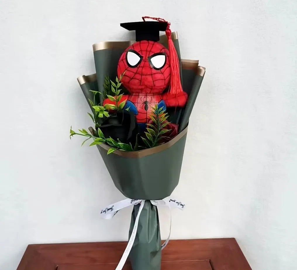 Peluche Spiderman en Bouquet de Fleur