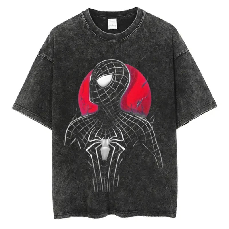 T-Shirt Délavé Spiderman Noir Symbiote