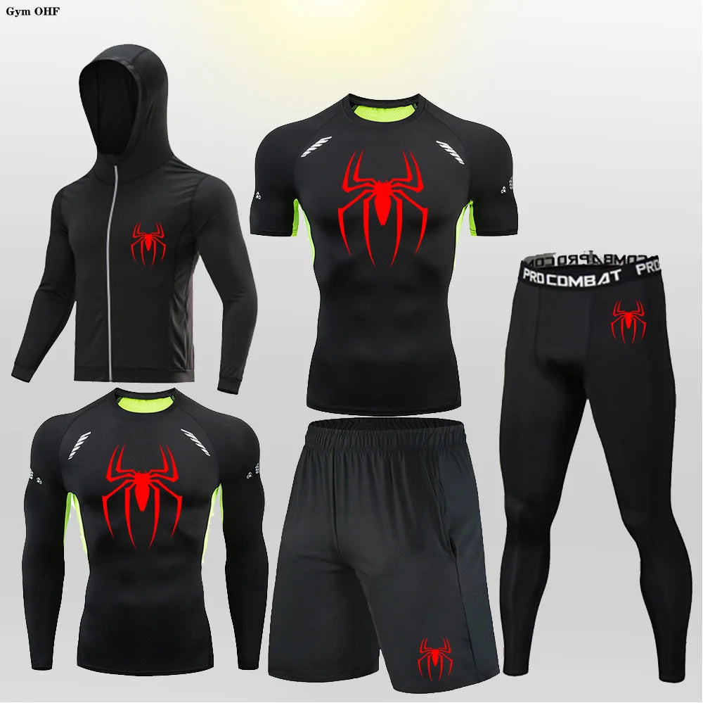 Pack Complet de Sport Spider-Man (Short / T-Shirt / T-shirt Manche Longue / Gilet / Legging)