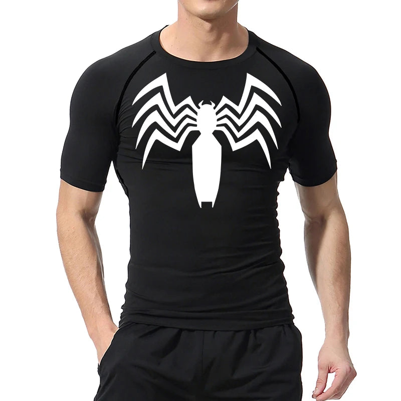 Camiseta de compresión de manga corta Spiderman Symbiote