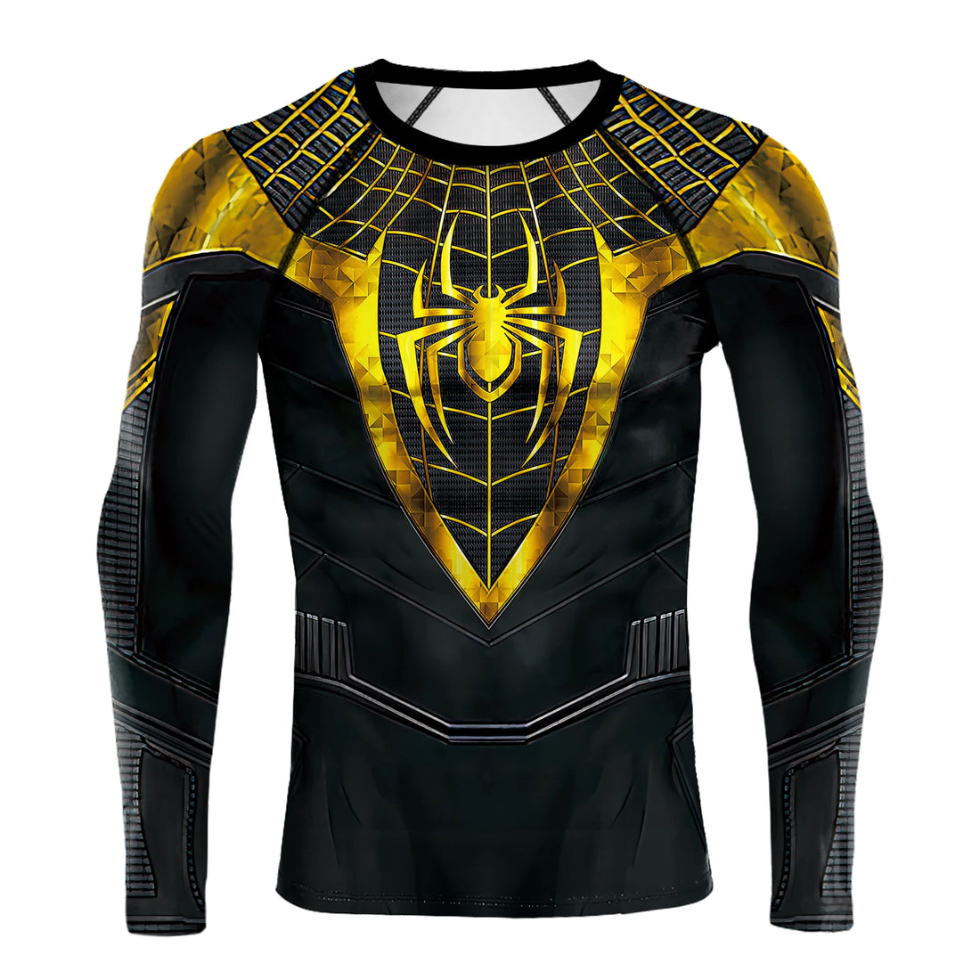 T-Shirt de Compression Spiderman Noir et Doré