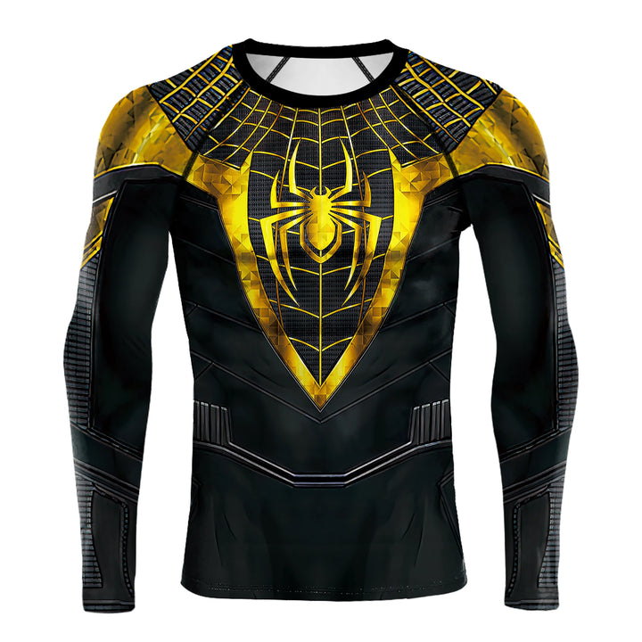 T-Shirt de Compression Spiderman Noir et Doré