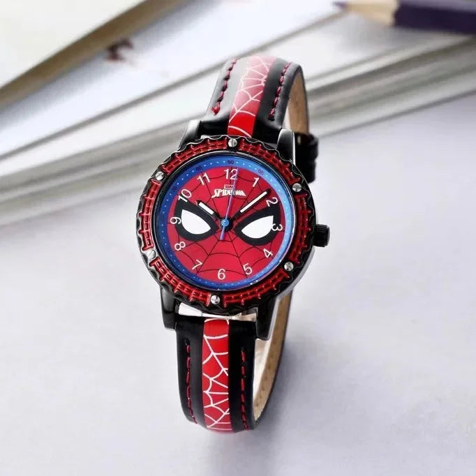 Reloj de cuero de Spiderman para niños