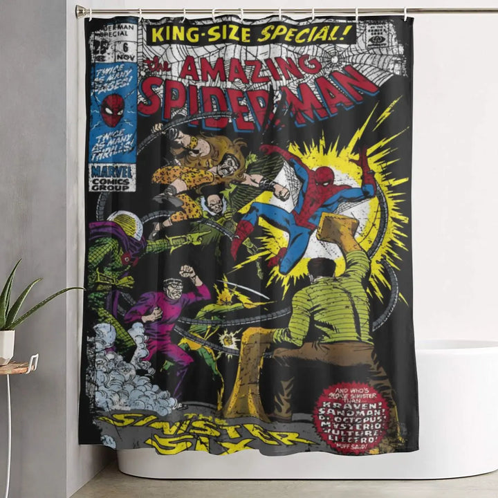 Cortina de ducha con diseño de cómic de Spiderman