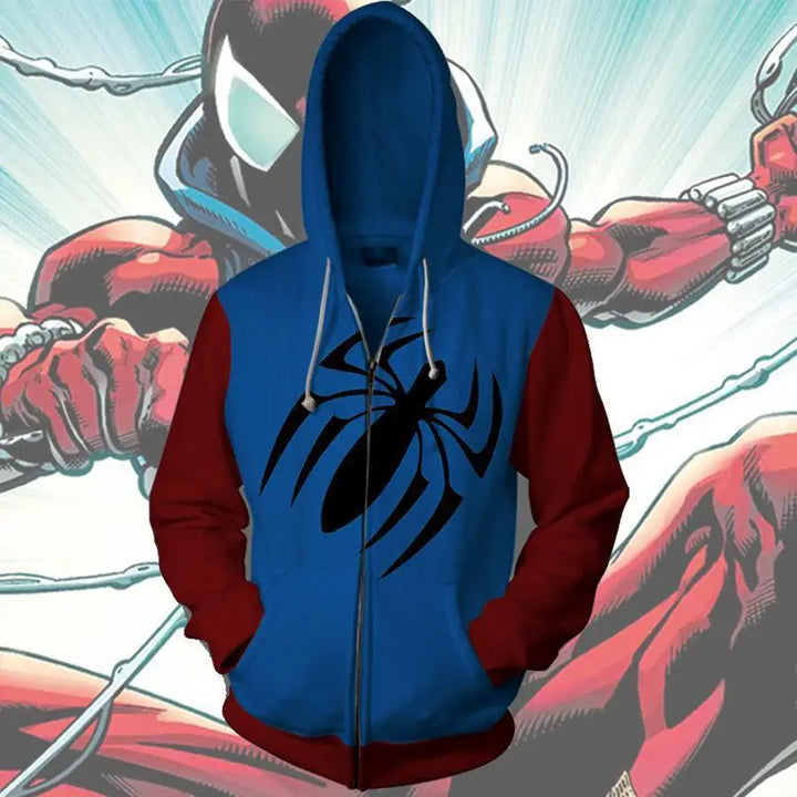Sweat Zip à Capuche Logo Araignée Spiderman