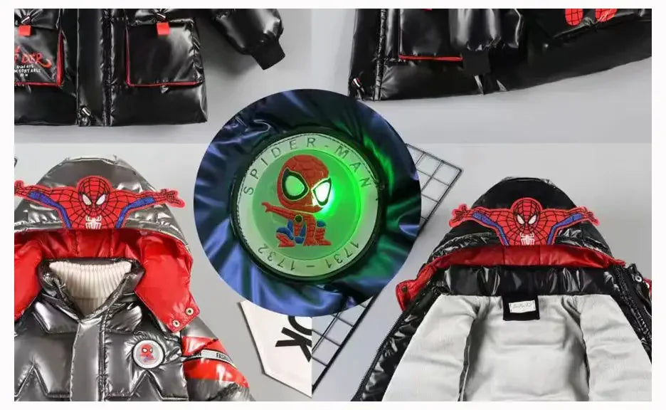 Chaqueta acolchada gruesa de Spiderman para niños
