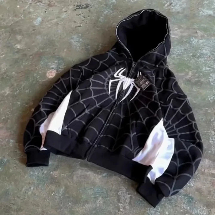 Sweat Zip à Capuche Spider-Man Noir Design Symbiote