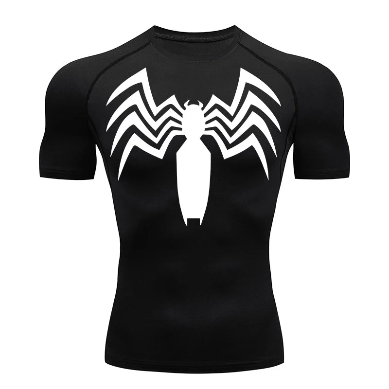 Camiseta de compresión de manga corta Spiderman Symbiote