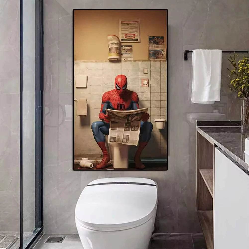 Poster Drôle Spiderman au WC