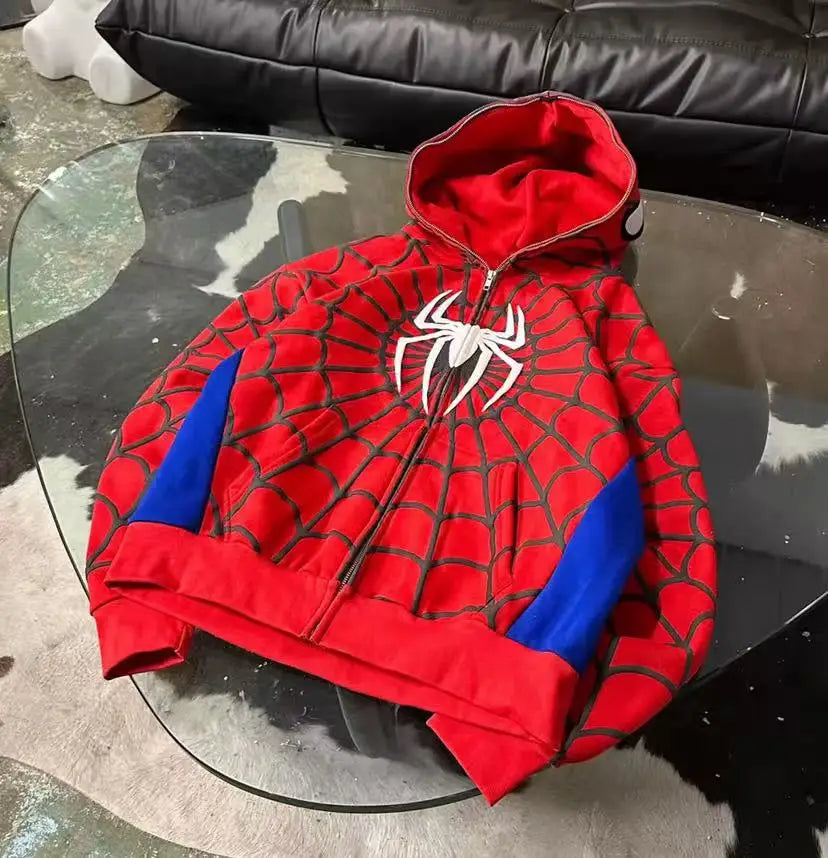 Hoodie Zip Spider-Man Rouge effet Costume Intégral