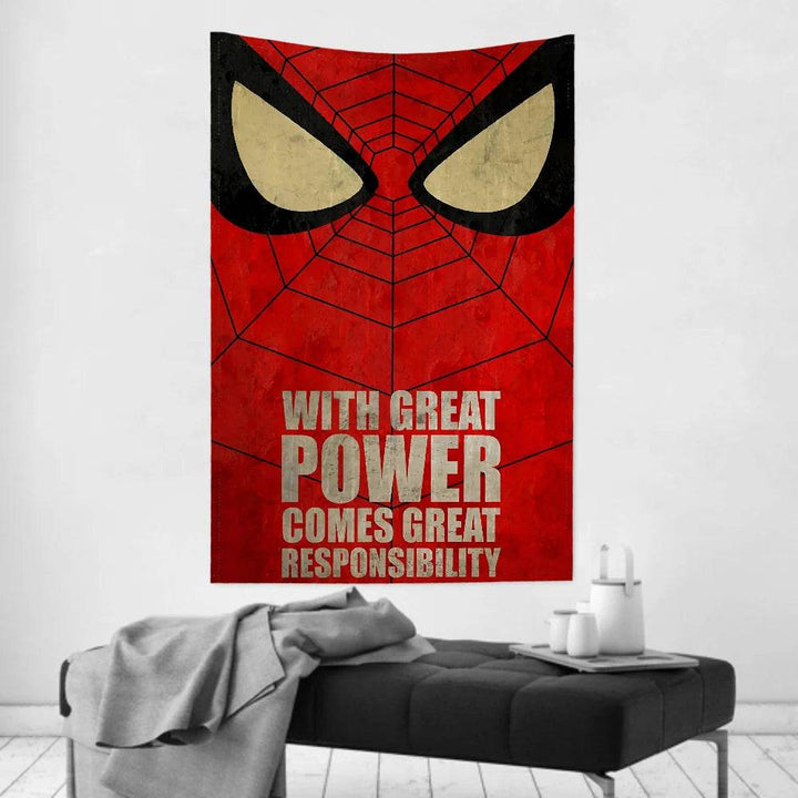 Tapisserie Spiderman Un Grand Pouvoir Implique de Grande Responsabilités