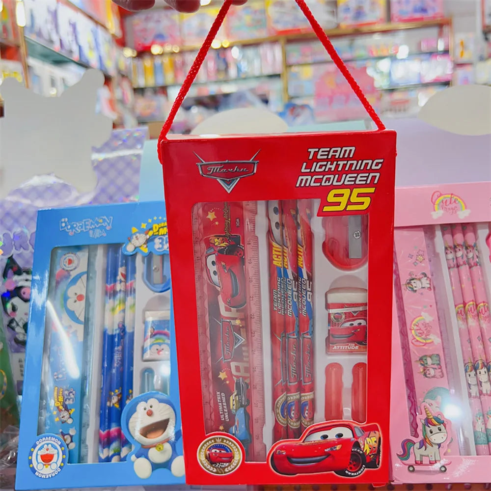 Cancelleria Spiderman, matita, gomma, righello, temperamatite