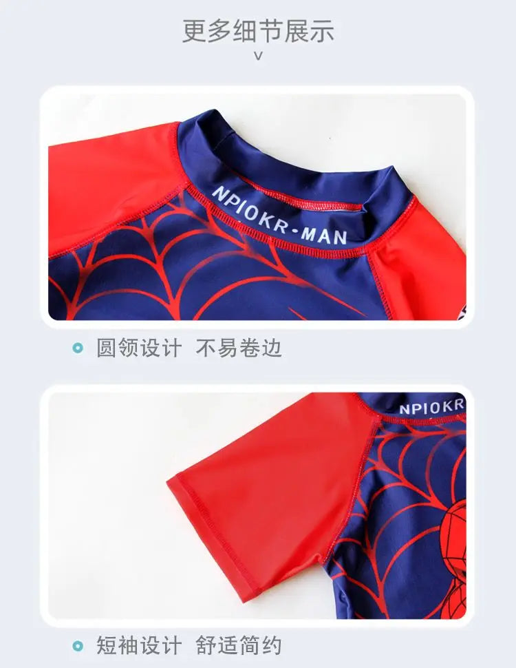 Set completo di costume da bagno e cuffia da nuoto di Spider-Man per bambini