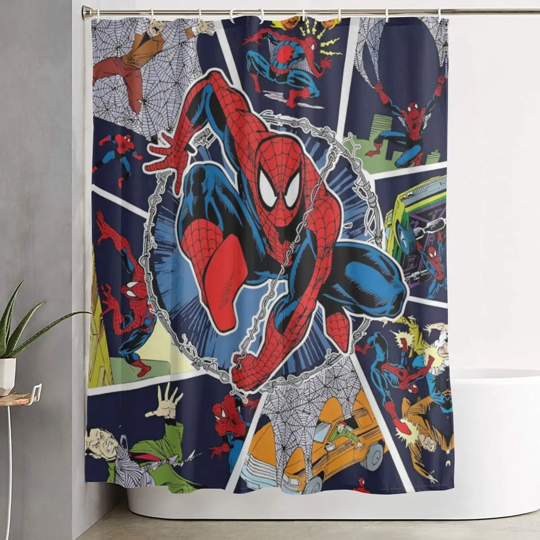 Cortina de ducha de dibujos animados de Spiderman